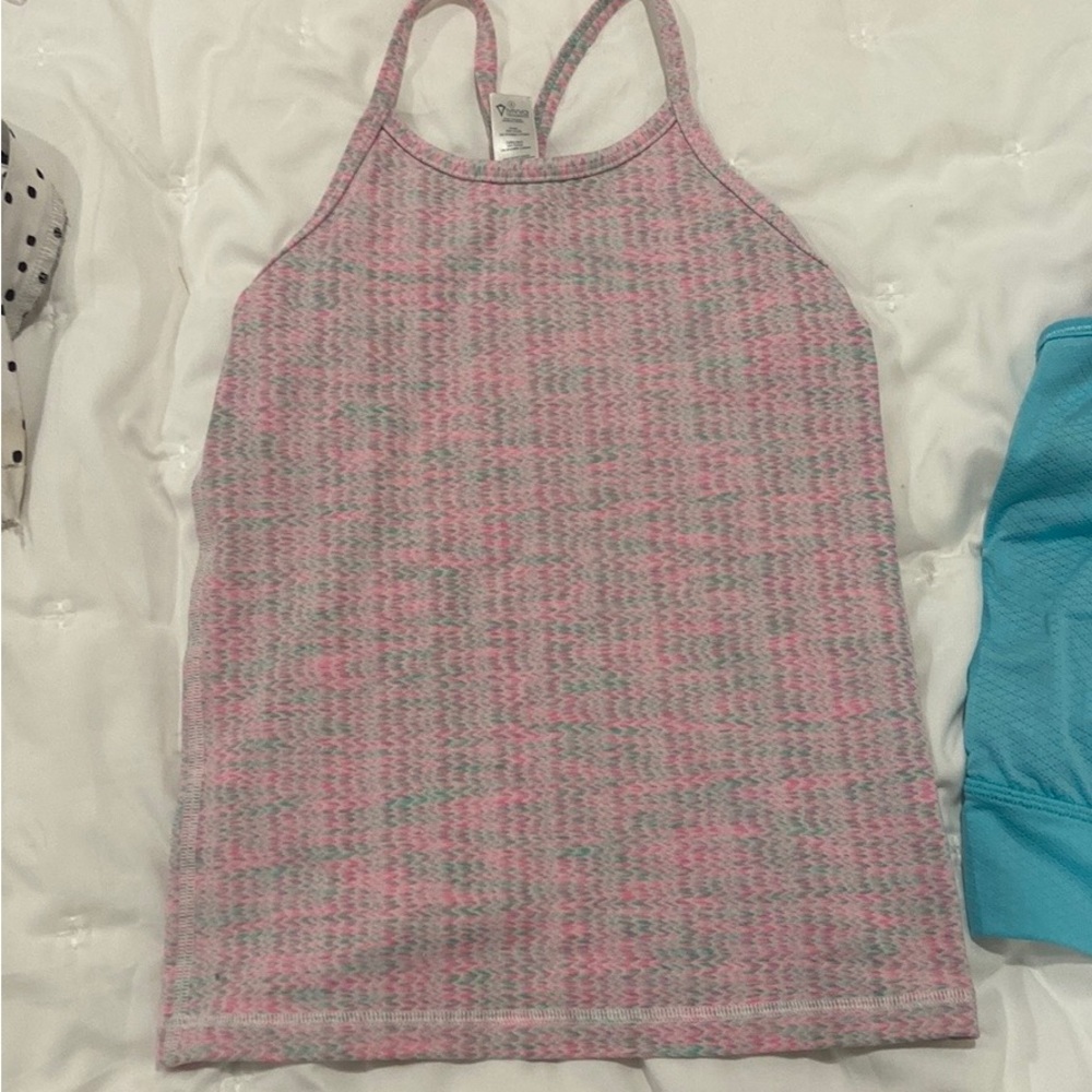 IVIVVA Girls Athletica Racerback Pink N Green Tank Top Size 8 By LuLuLemon